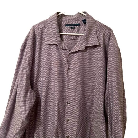 Perry Ellis Button Down Dress Shirt Gray Geometric - Picture 2 of 8